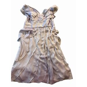 Adriana Papell Asymmetrical Silk Beaded Dress Sz 10 Fairy Y2k Whimsy Lavender